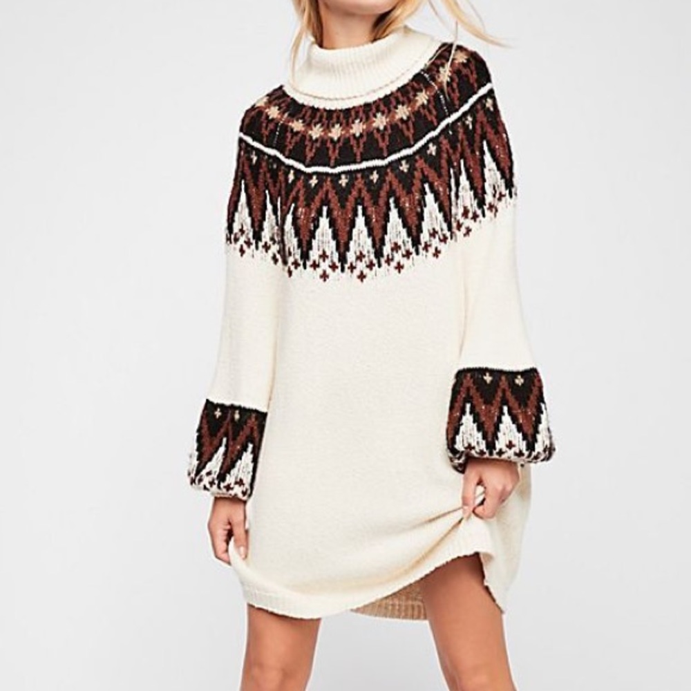 Free People Scotland Fair Isle Sweater Dress S